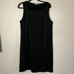 Population Dress sheath wool blend knit Black fitted piping vintage retro